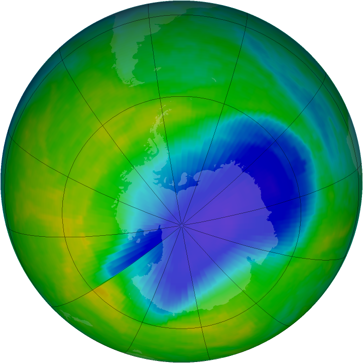 Antarctic ozone map for 06 November 1992